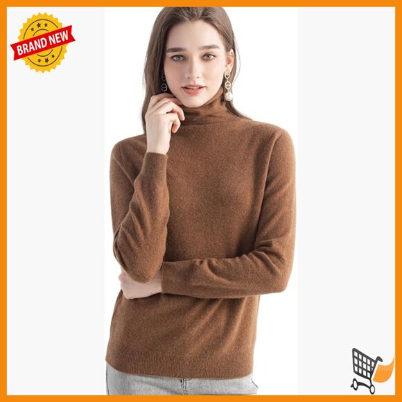 Women's 100% Cashmere Turtleneck Sweater Long Sleeve Pullover Warm Soft